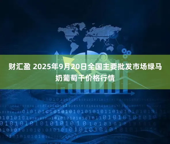 财汇盈 2025年9月20日全国主要批发市场绿马奶葡萄干价格行情
